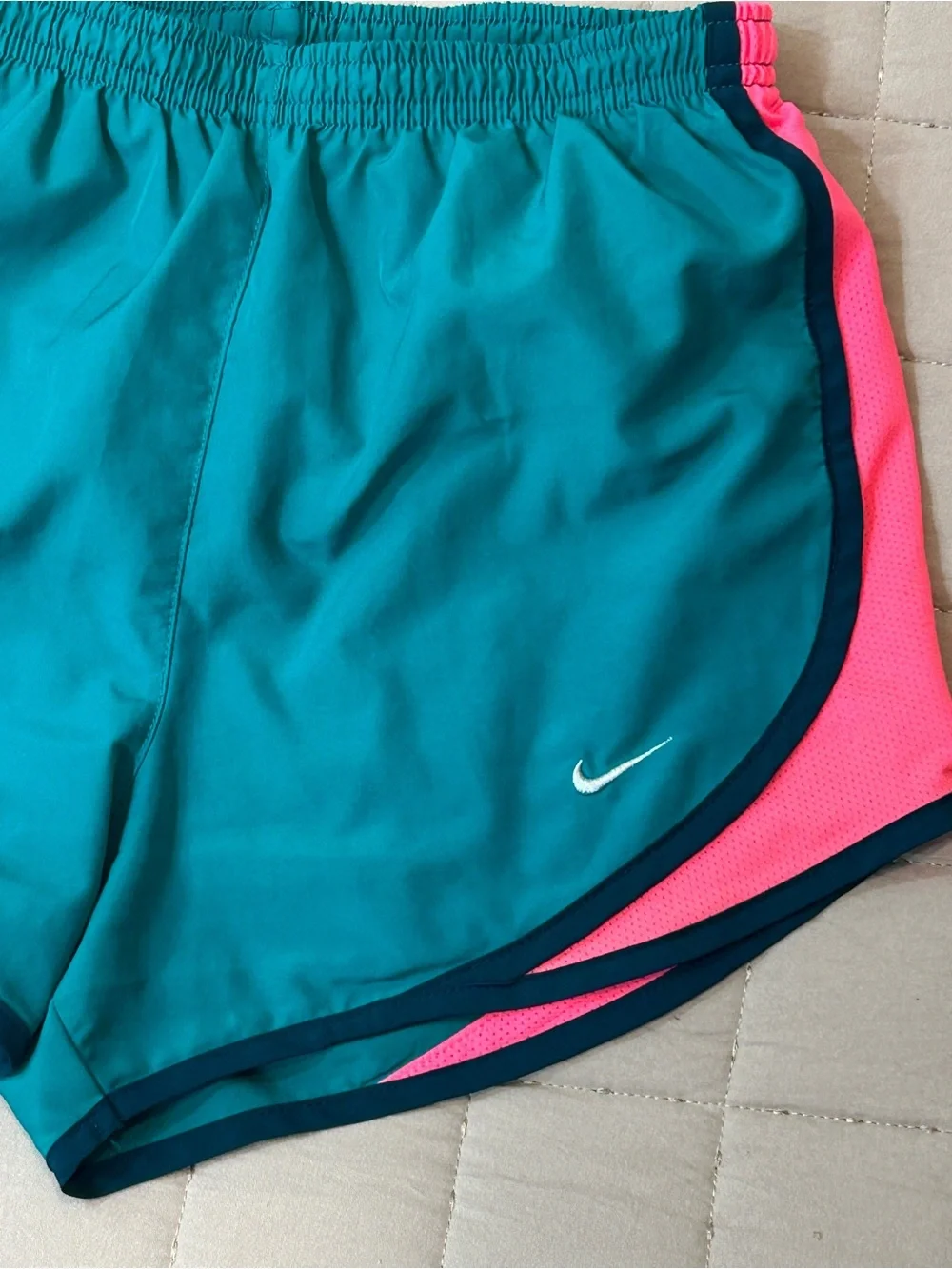 Nike Teal and Hot Pink Women's Athletic Running Shorts